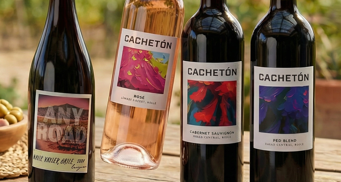 Chilean wines on picnic table